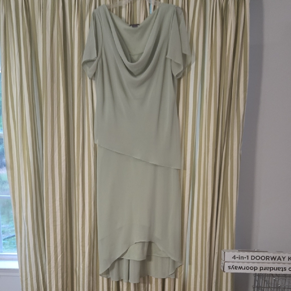 Elegant Sage Green Draped Dress